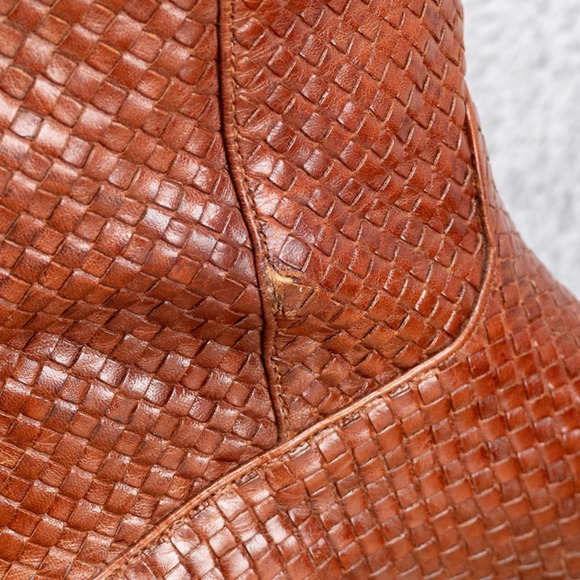 Cole Haan Boots Tobacco Brown 5.5 B Leather Basket Weave Made in Brazil READ - Picture 6 of 10